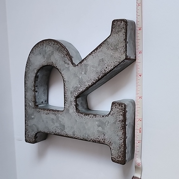 Two Piece 3D Letter R Galvanized Metal for Wall Decor Hanging or Freestanding - Picture 10 of 13
